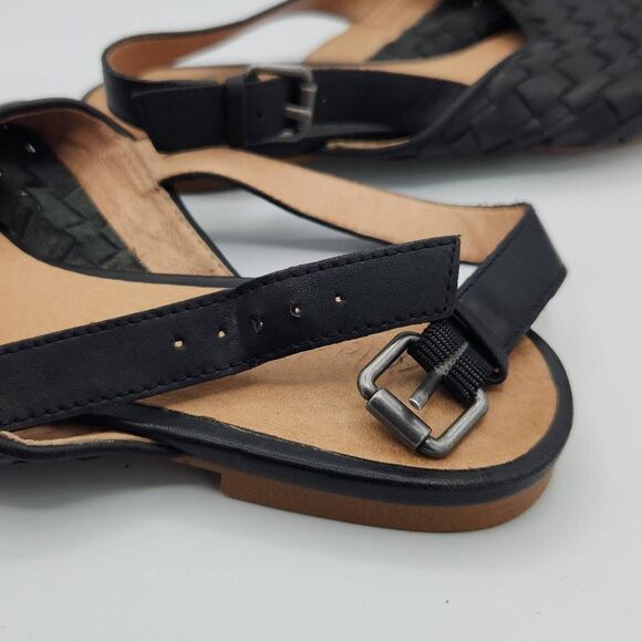 Madewell The Remi Slingback Flat in Woven Leather True Black Women's Size 8.5 - Picture 4 of 9